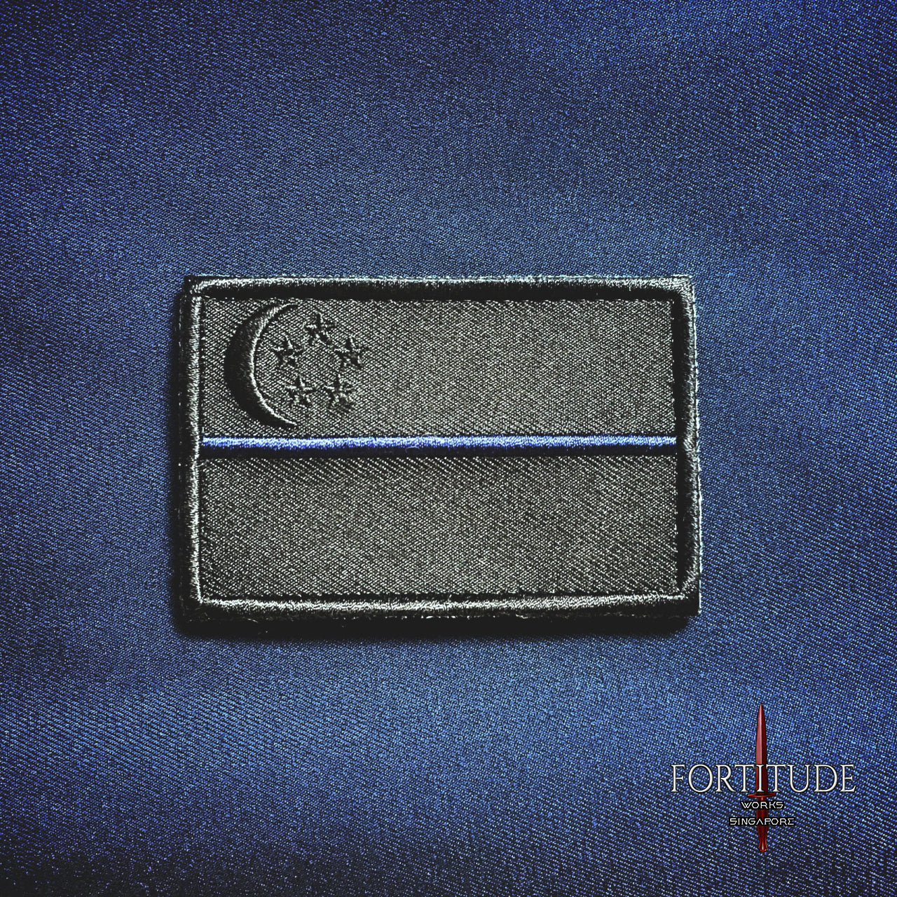 BLUE LINE SG FLAG PATCH - FORTITUDE WORKS SINGAPORE