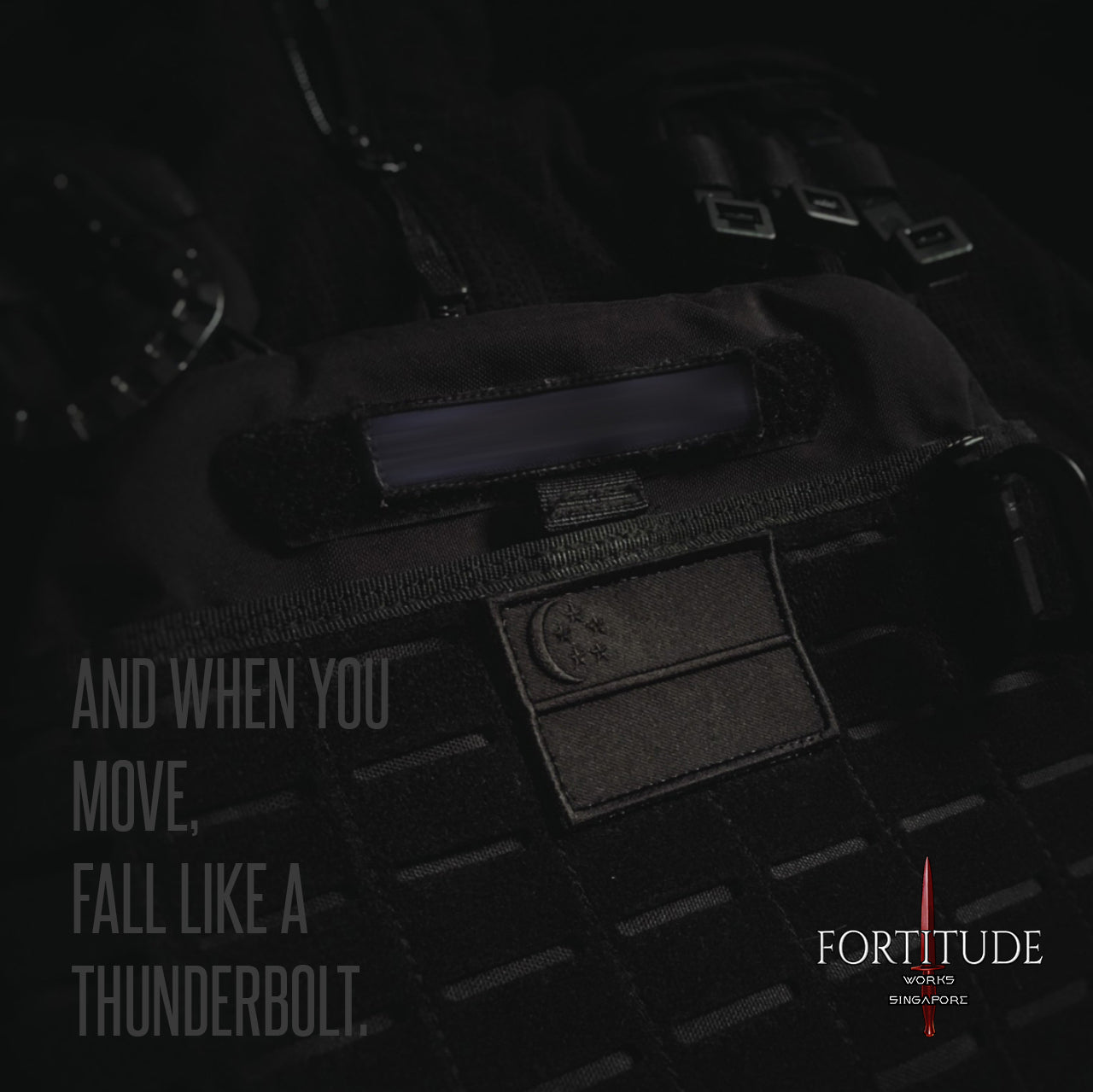 STEALTH BLACK SG FLAG PATCH - FORTITUDE WORKS SINGAPORE