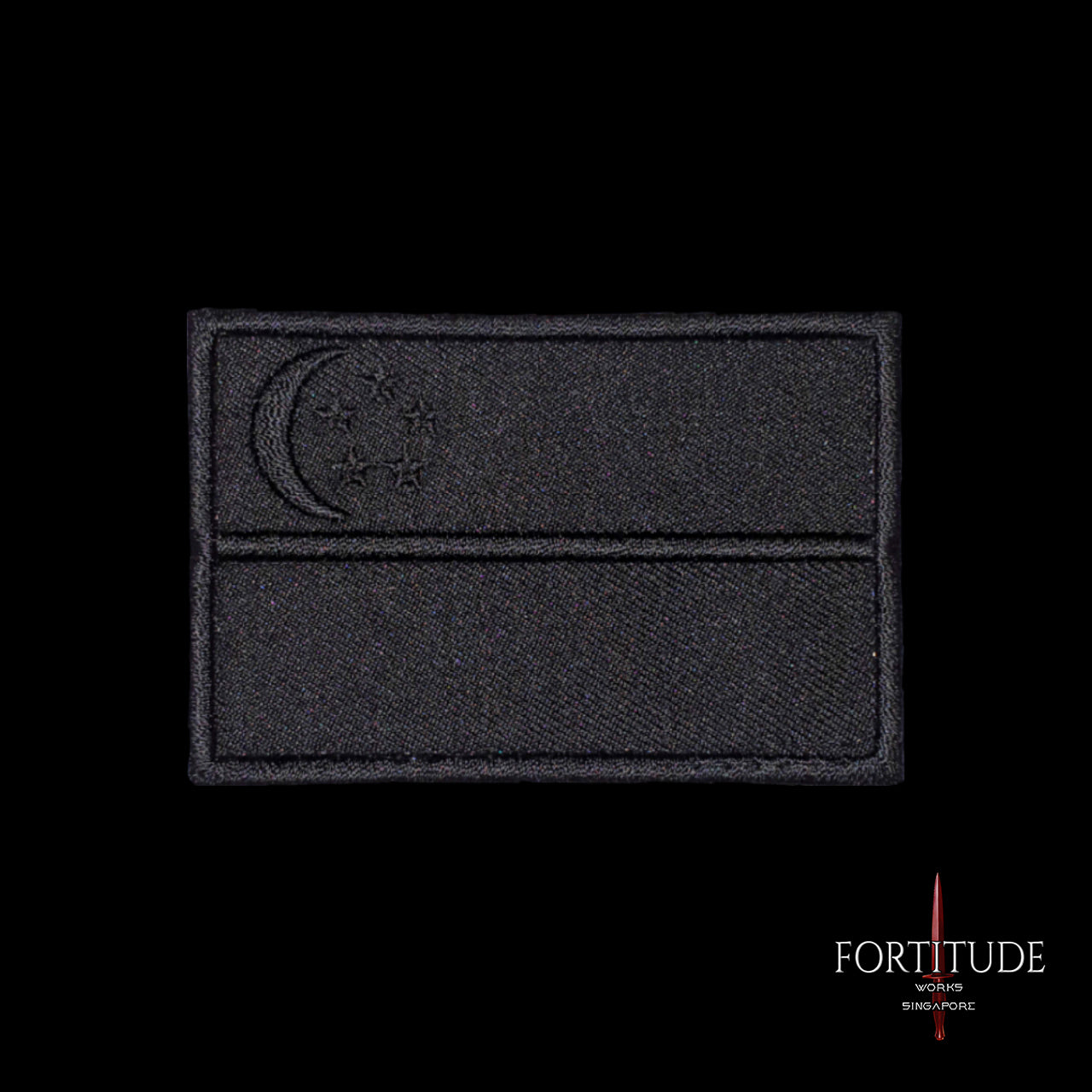 STEALTH BLACK SG FLAG PATCH - LARGE - FORTITUDE WORKS SINGAPORE
