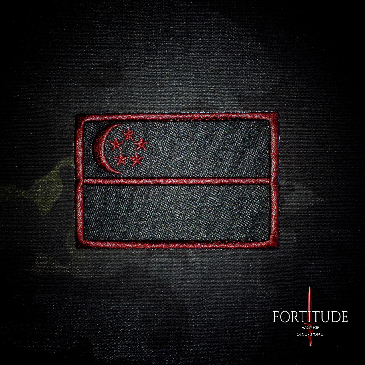 CRIMSON RED SG FLAG PATCH - FORTITUDE WORKS SINGAPORE