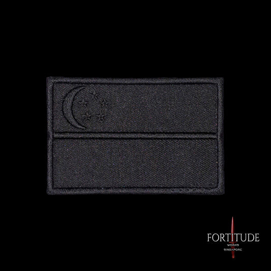 STEALTH BLACK SG FLAG PATCH - LARGE - FORTITUDE WORKS SINGAPORE